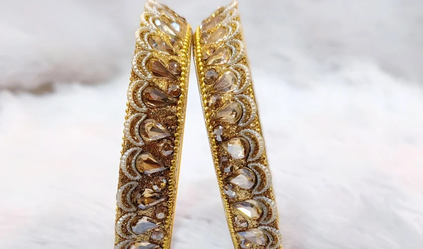 Golden Glass Bangles Set for Women