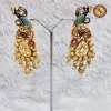 Antique Gold Peacock Kundan Meenakari Earrings