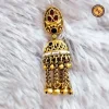 Antique Gold Ruby Black Stone Filigree Jhumka Earrings
