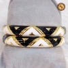 Black & White Chevron Meenakari Bangle Set | Bold Zigzag Pattern Gold Outline Contemporary Jaipur Meenakari Bangles | Festive & Fusion Ethnic Wear Wholesale Bangles