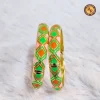Blush Pink Meenakari Bangle Set | Bright Green & Orange Diamond Argyle Pattern Gold Base Traditional Jaipur Meenakari Bangles | Festive & Fusion Ethnic Wear Wholesale Bangles