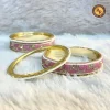 Brass Pink Meenakari Pearl Border Bangle Set Gold Diamond Work Wholesale Supplier (2)