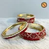 Brass Red Meenakari Crystal Bangle Set Gold Border Geometric Work Wholesale Supplier