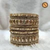 Champagne Silk Thread Boss Chudi Set of 10 Gold Crystal Geometric Zari Work Wholesale Supplier Jaipur
