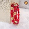 Deep Red Transparent Glass Bangles | Gold Crystal Flower Stone Embellished | Wholesale Supplier Jaipur