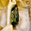 Forest Green Glass Bangles Gold Leaf Pink Floral Hand Painted Meenakari Design Wholesale Supplier Jaipur