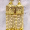 Gold Cylindrical Bridal Kalire | Crystal Bead String & Mini Jhumka Drop Embellished Royal Traditional Kalire | Wedding & Bridal Wear Wholesale Kalire