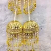 Gold Double Tier Bridal Kalire | Pearl String & Mini Jhumka Drop Embellished Traditional Kalire | Wedding & Bridal Wear Wholesale Kalire