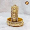 Gold Finish Square Cut Stone Metal Bangles | Diamond Look Designer Bangles Wholesale