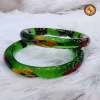 Green Floral Crystal Bangles Set | Designer Transparent Glass Crystal Bangles Wholesale