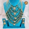 Green Stone Multi-Layer Pearl Bridal Jewellery Set | Rani Haar Designer Necklace Set Wholesale