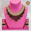 Kundan Choker Bridal Jewellery Set with Maroon Beads | Layered Designer Necklace Set Wholesale