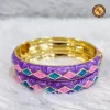 Lavender Purple Meenakari Bangle Set | Turquoise & Pink Diamond Argyle Pattern Gold Base Traditional Jaipur Meenakari Bangles | Festive & Ethnic Wear Wholesale Bangles