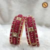 Magenta Chillai Square Polki Kundan Boss Chudi Set | Crystal Accent Gold Base | Wholesale Supplier Jaipur