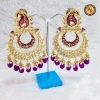 Meenakari Chandbali Earrings with Purple Beads