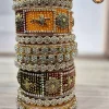 Rajwadi Antique Gold Lac Bridal Chura Set Parrot Motif Orange Maroon Wholesale Supplier
