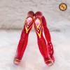 Red Amber Segmented Glass Bangle Set Hand Painted Gold Vine Pink Floral & Pearl Dot Interior Best Selling Designer Glass Bangles Festive & Bridal Wear Wholesale Bangles (2)