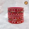 Red Bridal Lac Bangle Full Set | Multicolor Stone & Pearl Rhinestone Embellished Traditional Lac Bangles | Wedding & Festive Wear Wholesale Bangles