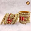 Red Kundan Medallion Rajwadi Bridal Chura Set | Large Kundan Centerpiece & Pearl Border Embellished Royal Rajwadi Chura | Wedding & Bridal Wear Wholesale Chura Set