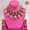 Red Stone Kundan Bridal Jewellery Set with Jhumka Drops | Designer Wedding Necklace Set Wholesale