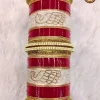 Red & White Paisley Punjabi Bridal Chura Set | Paisley Pattern Embossed Gold Border Traditional Punjabi Chura | Wedding & Bridal Wear Wholesale Chura Set