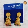 Temple Style Jhumka Earrings with Multicolor Beads