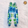 Transparent Glass Bangles | Blue Sunflower Green Leaf Hand Printed Design | Wholesale Supplier Jaipur